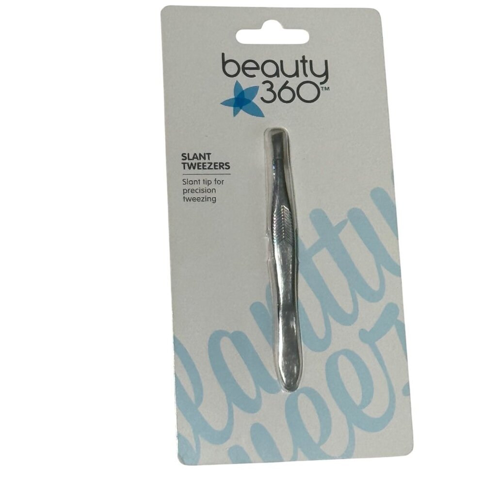Beauty 360 Slant Tip Tweezers For Precision Hair Removal stainless steel‎ new.